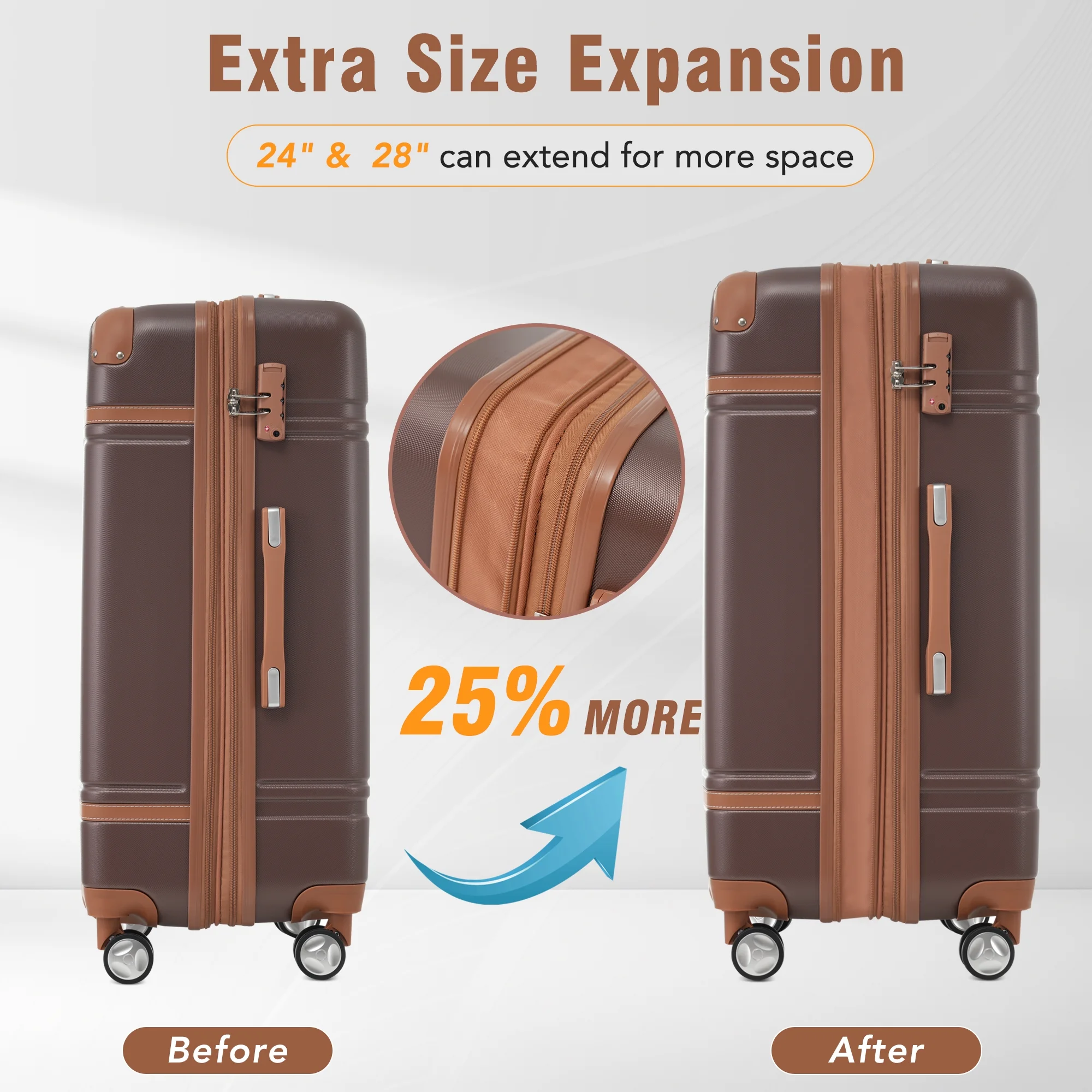 EUROCO 4-Piece Luggage Sets,Hardside Expandable Carry On Suitcase with TSA Lock,Cosmetic Case and Double Spinner Wheels,Lightweight Travel Luggage(20