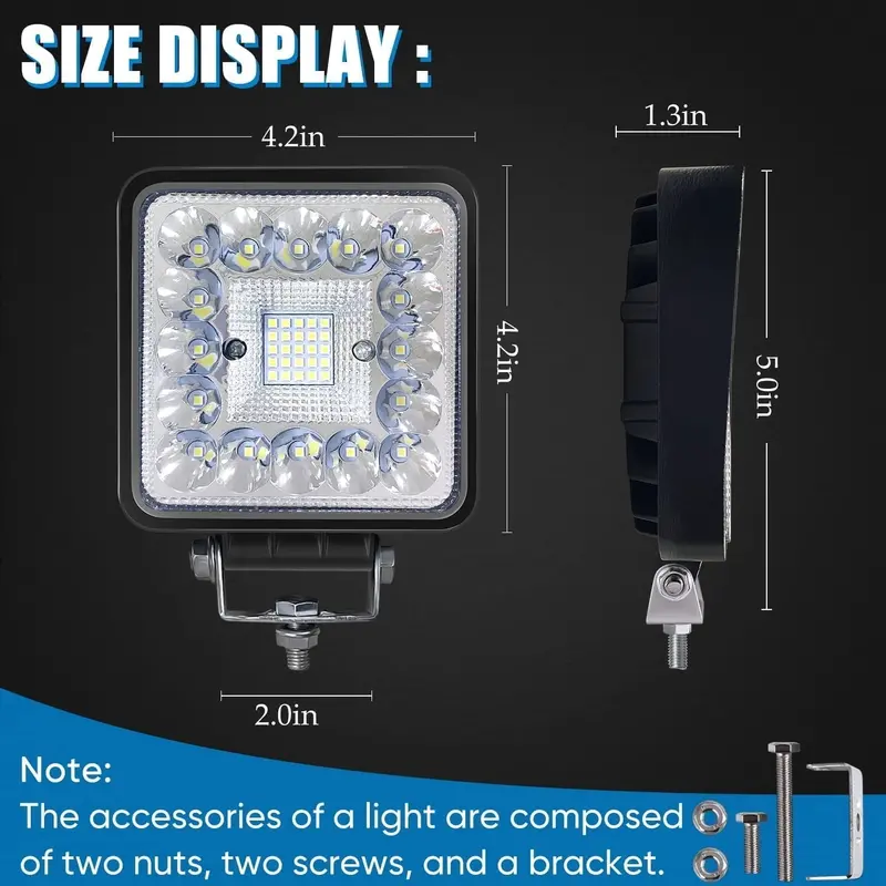 10-Pack 4-Inch Square LED Light Pods – 120W. 10000LM. 12V/24V Off-Road Lighting for Trucks. ATVs. UTVs. RVs. Boats & Snow Blowers