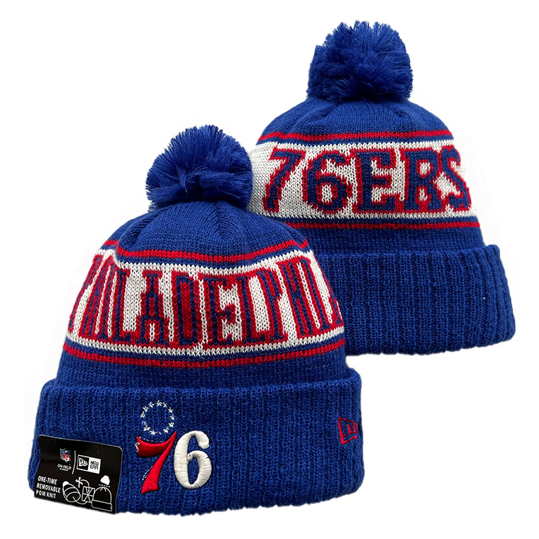 New Era Royal Philadelphia 76ers Repea Cuffed Knit Hat with Pom