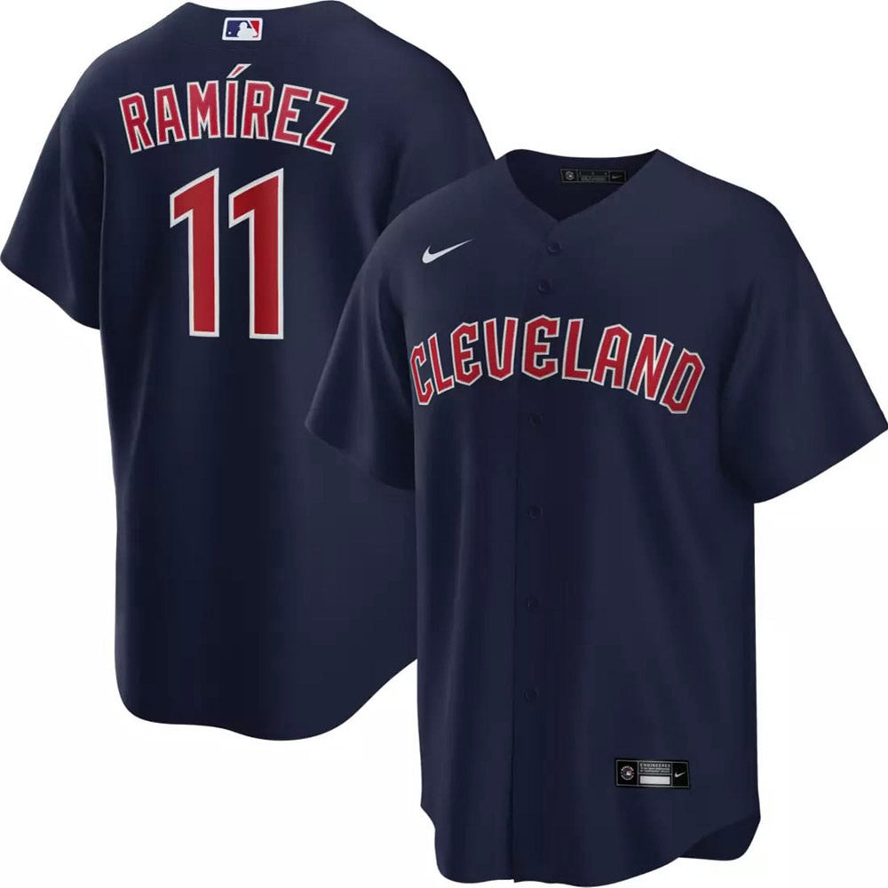 Men's Cleveland Guardians Jose Ramirez Cool Base Replica Alternate Jersey - Navy