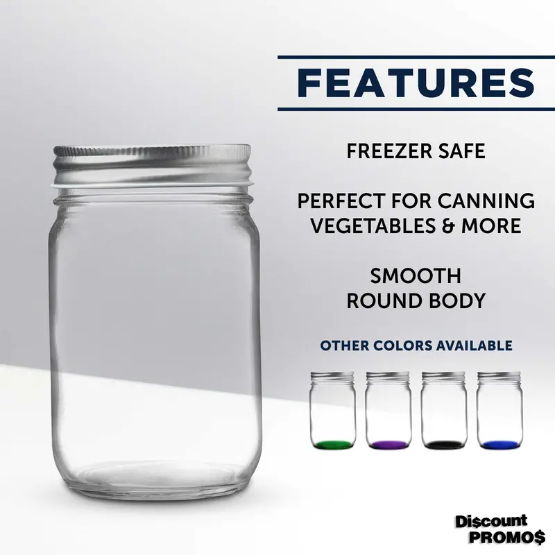 10 Decorating Mason Jars Set. 12 oz. – Canning. Aluminum Lid – Clear
