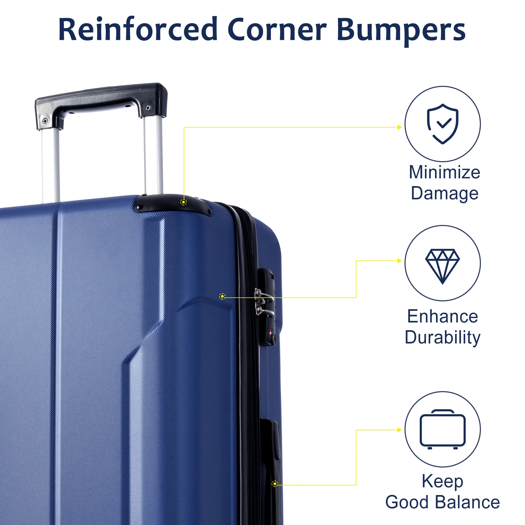 EUROCO 3 Piece Luggage Set, Expandable Hardshell Suitcase with TSA Lock and Double Spinner Wheels,ABS Lightweight Durable Travel luggage Set(20