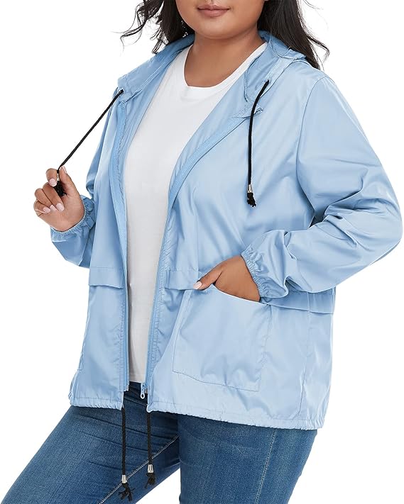 Women Plus Size Light RainCoat Jackets