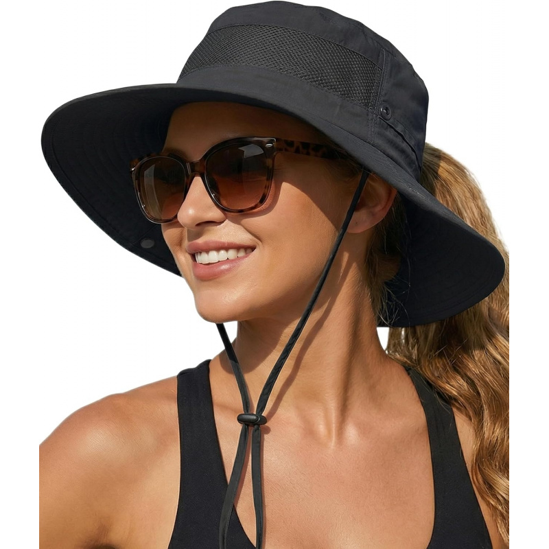Women's Sun Hat with Ponytail Hole Beach