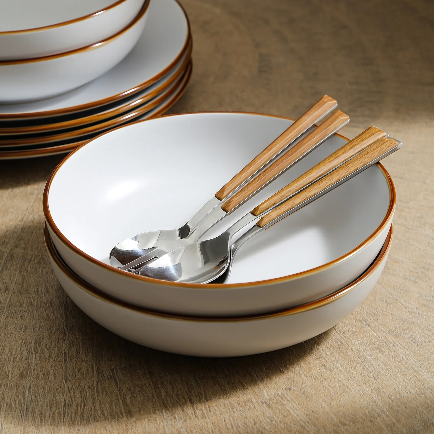 Stone + Lain Brasa Stoneware Collection Dinnerware Set, 32-Piece Service for 8, Blue