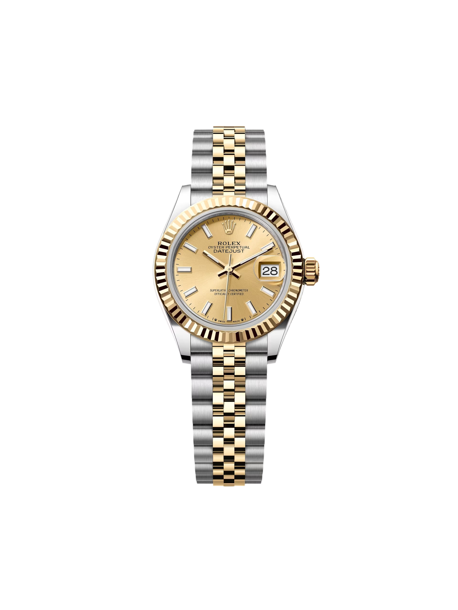 【Super Clone】RLX Lady-Datejust 28mm 279173 Champagne Index Dial Oyster Bracelet