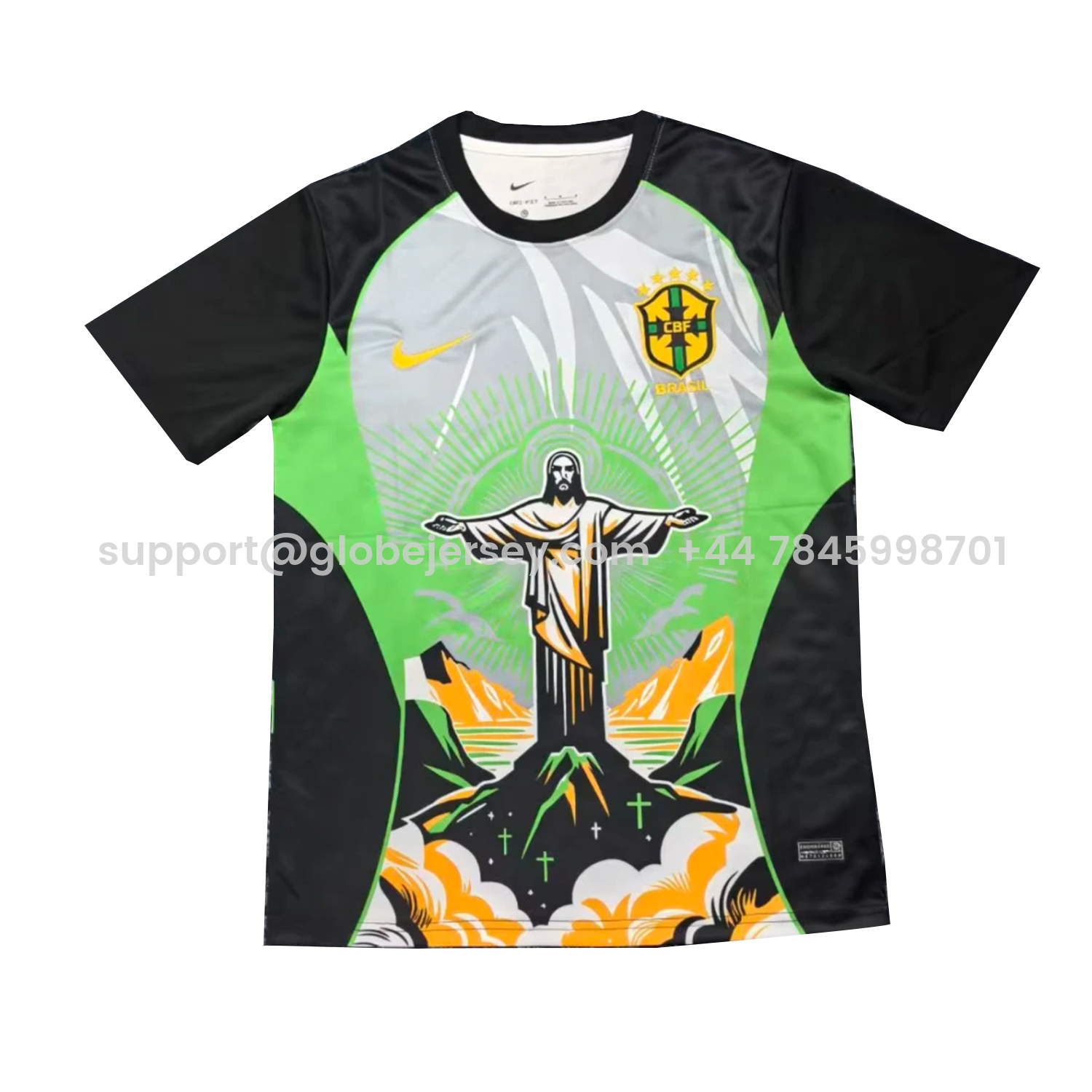 Brazil 25-26 Jesus Green And Black Jersey - Fans Version