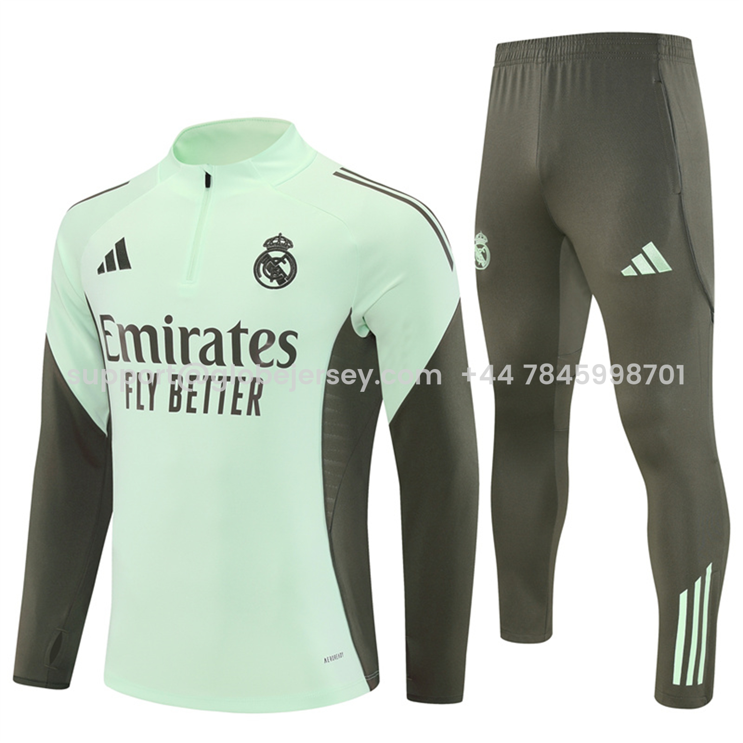 Real Madrid 25-26 Long Sleeve Training Set - Light Green Top & Army Green Pants