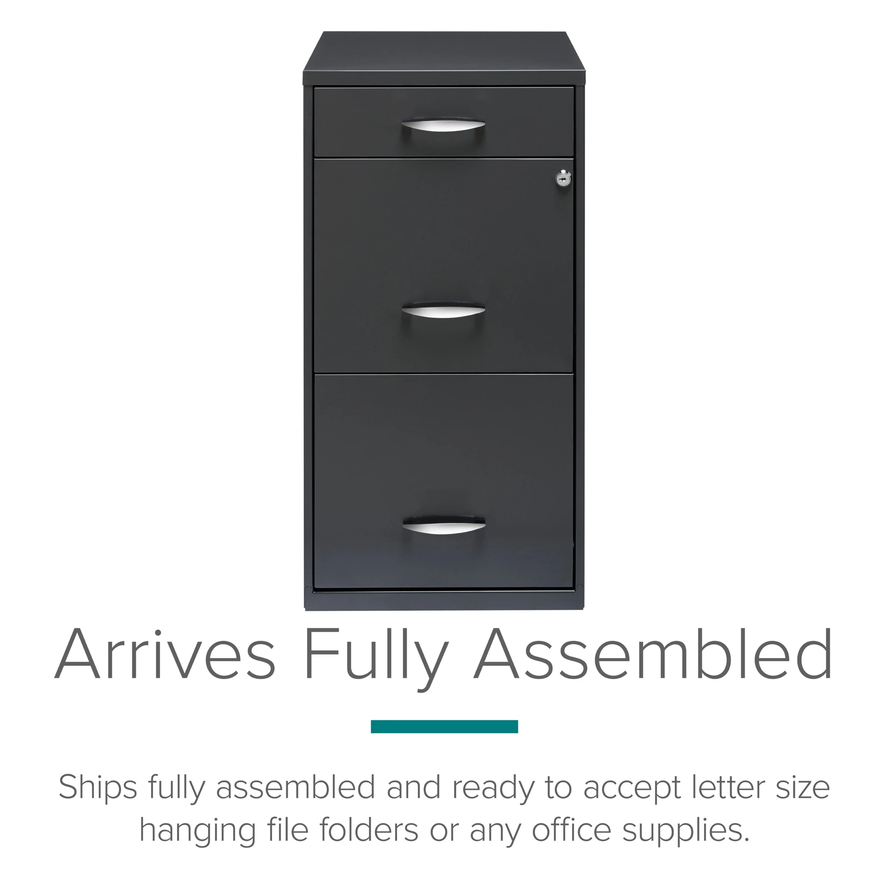Space Solutions 3 Drawer Letter Width Vertical File Cabinet with Pencil Drawer, Charcoal