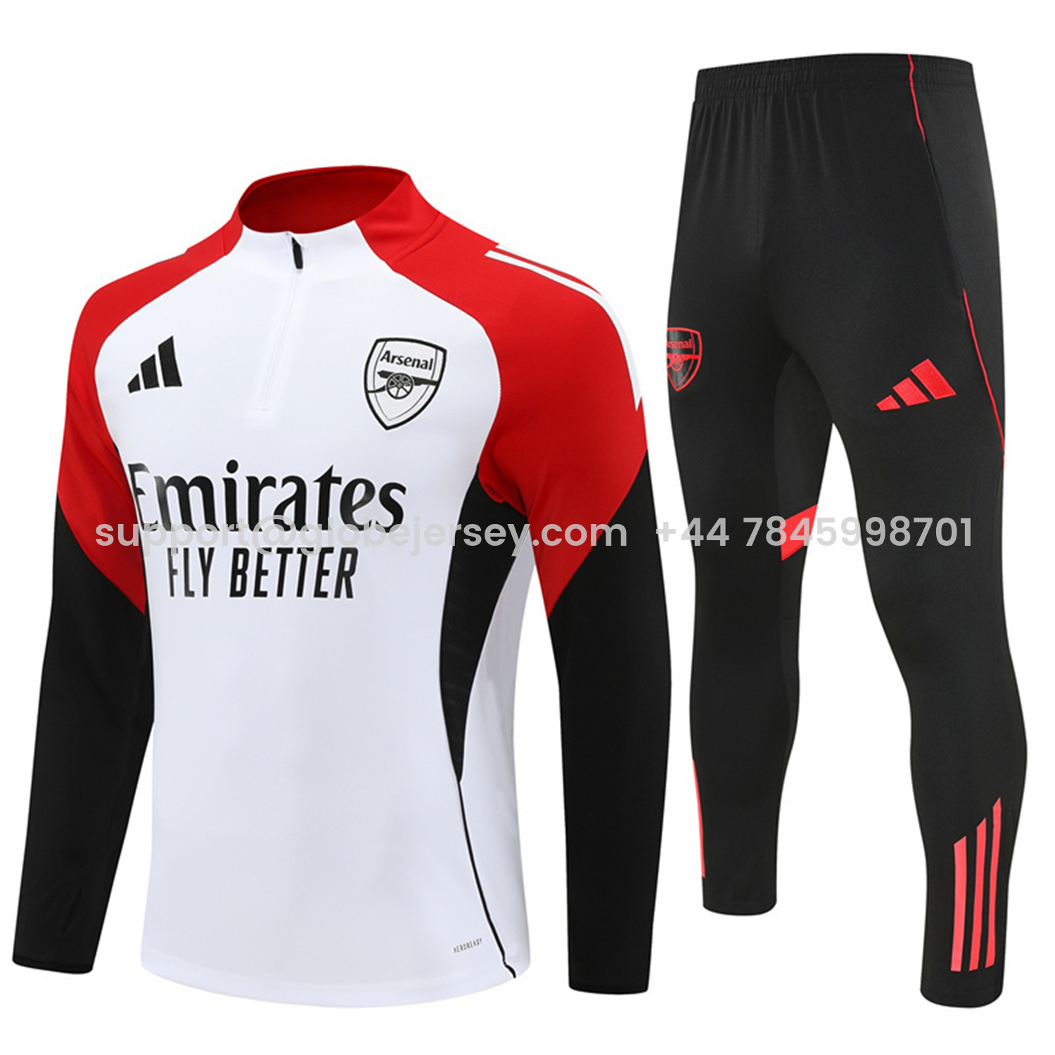 Arsenal 25-26 Long Sleeve Training Set - White Top & Black Pants