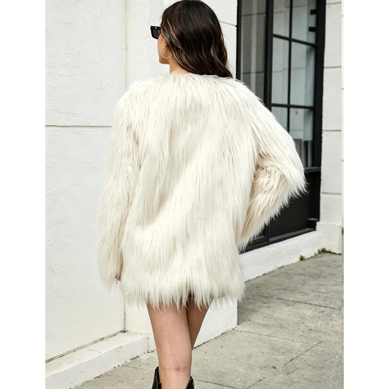 Women's Faux Fur Coat Fluffy Faux Fur Long Jacket