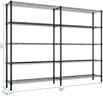 Tier Storage Shelves Standing Shelf Units NSF Wire Garage Organizer Heavy Duty Garage Shelving Unit L Shaped Clothes Rack for Corner Laundry Bathroom Kitchen Pantry Closet (Black, 4 Tire)