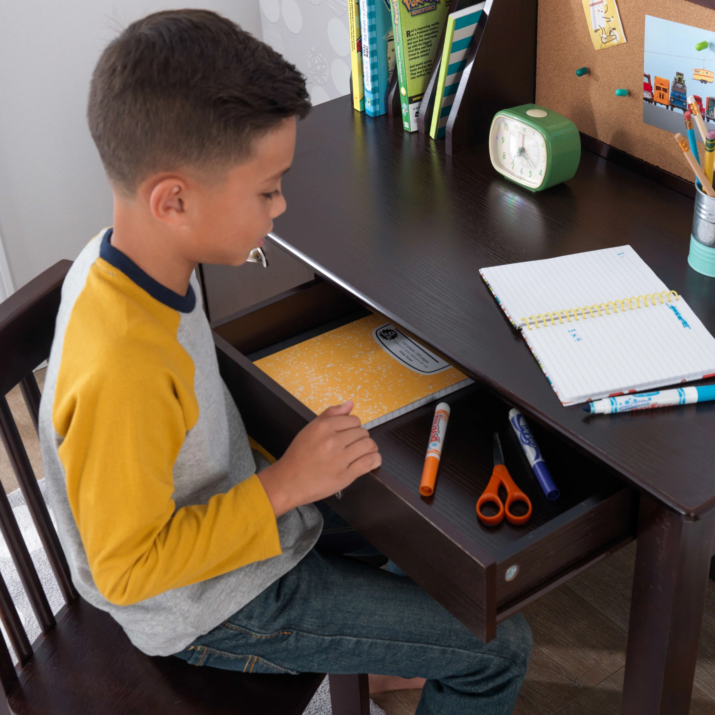 KidKraft Children's Wooden Study Desk with Chair, White, for Ages 5