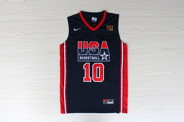 1:1 double layer solid embroidery player version Dream Team #10 Drexler blue suit