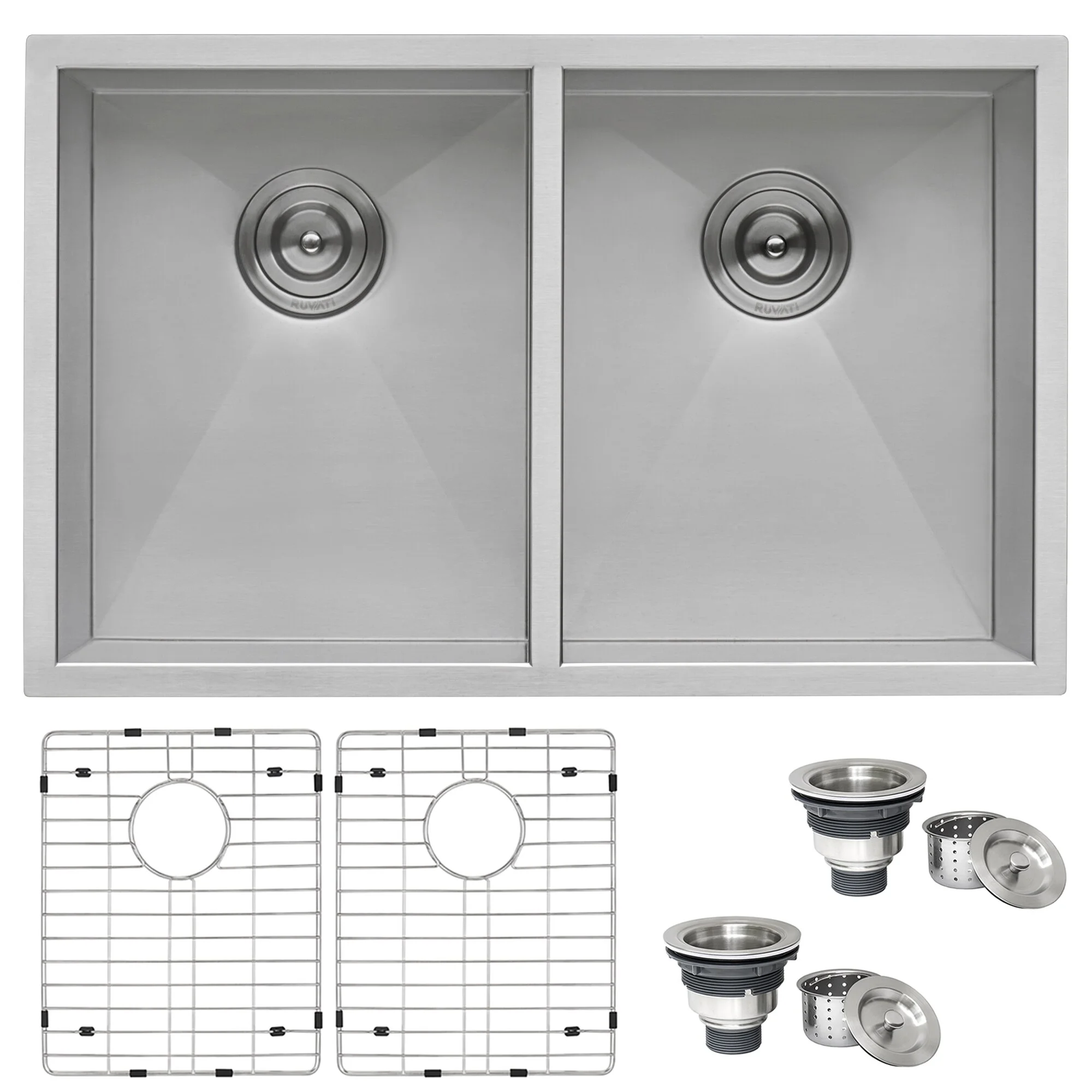 Ruvati RVH7350 Undermount 16 Gauge 30 in. Kitchen Sink Double Bowl