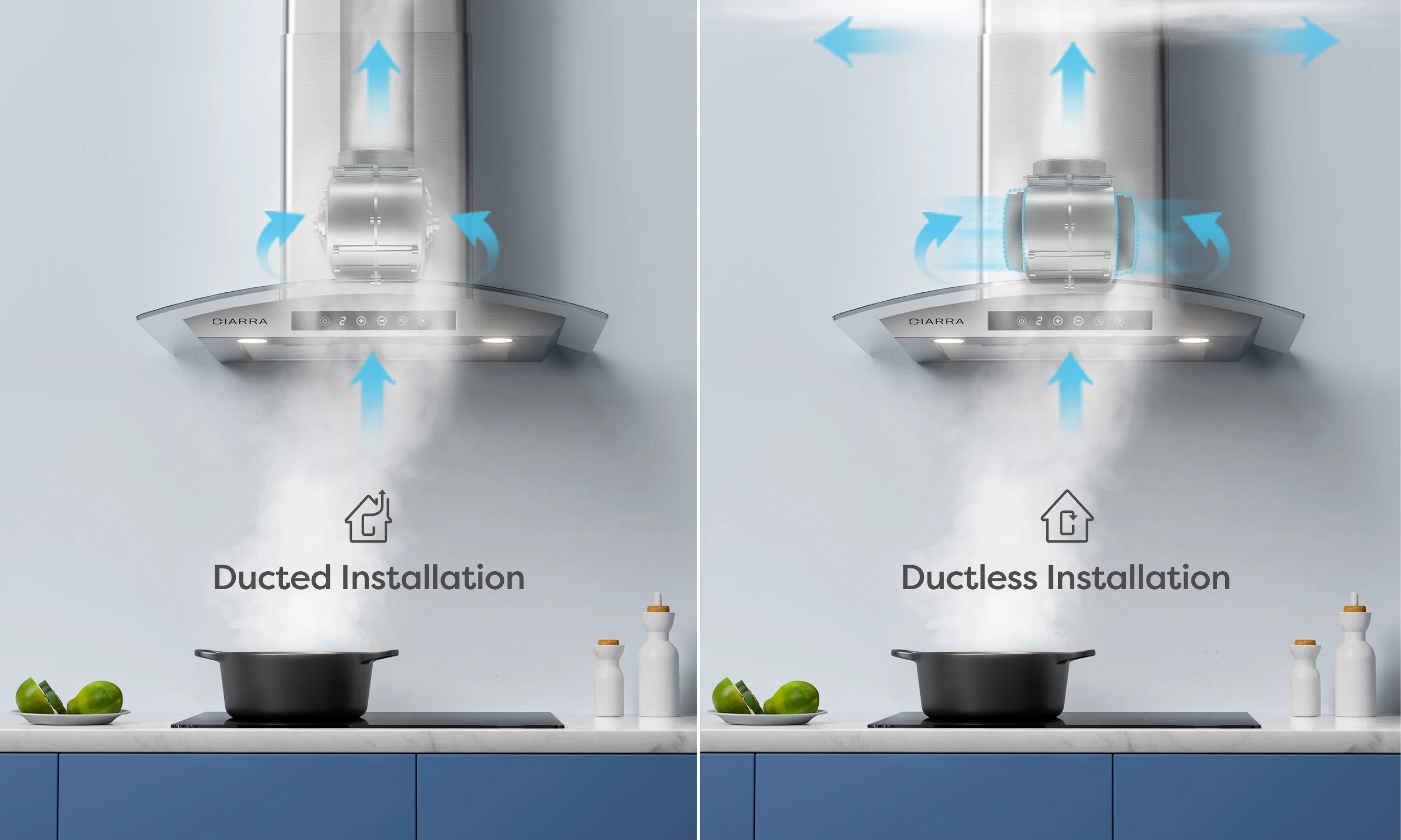 CIARRA Wall Mount Range Hood 30 inch 450 CFM with WIFI/Voice Control CAS502W75