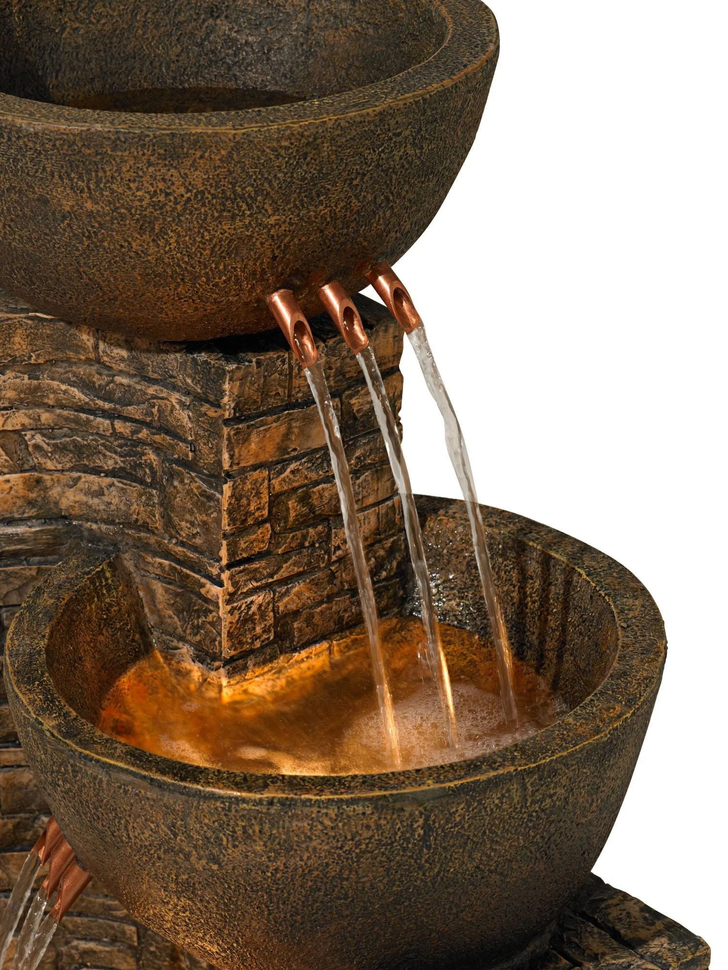 John Timberland Outdoor Floor Water Fountain Three Bowl Floor Cascade 35