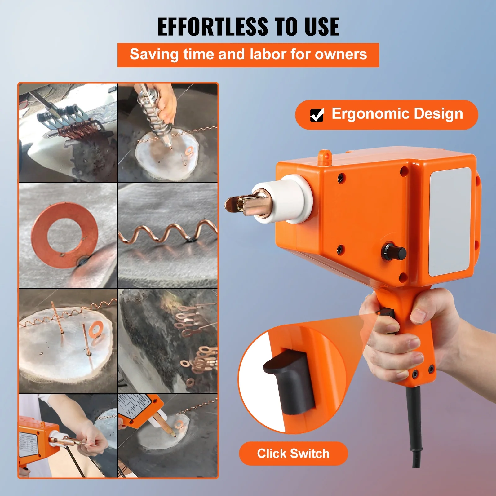 KFFKFF Stud Welding Set, 5500 Dent Fixing Kit, 800VA Spot Welding Tool, 110V Stud Welding Equipment, Stud Gun for Pulling Dents with Full Accessory Set, Auto Body Restoration