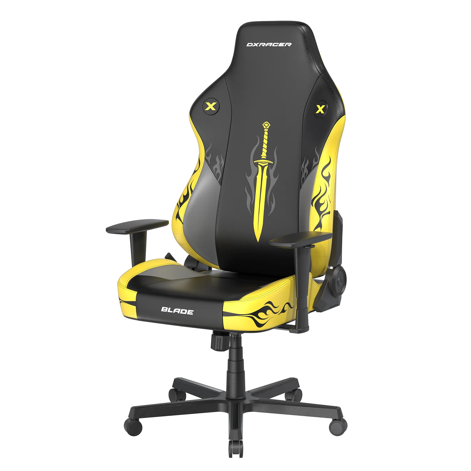 DXRacer Blade Series Egnomic Gaming Chair, with EPU Leatherette Upholstery, head rest and lumbar support, Fireblade Edition