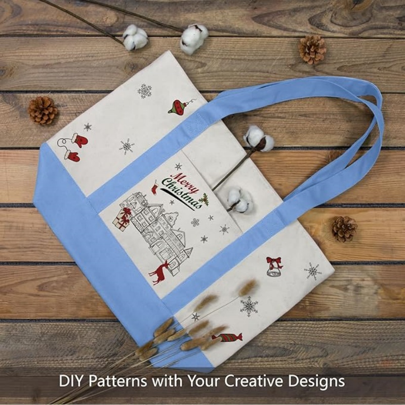 CANVORY 1-Pack Canvas Tote Bag with an External Pocket