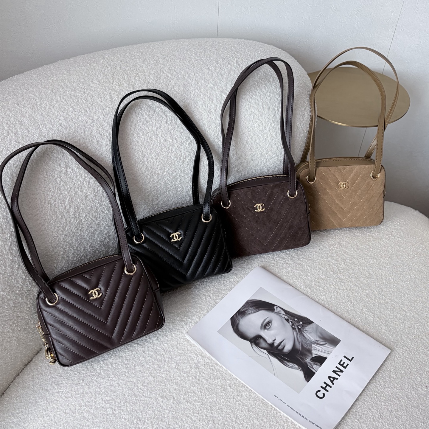 Chanel Chevron Quilted Camera Shoulder Bags