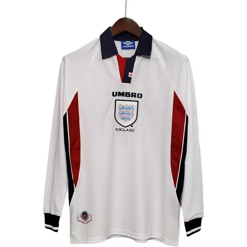 1998 England Home Long Sleeve Retro Jersey - Fans Edition