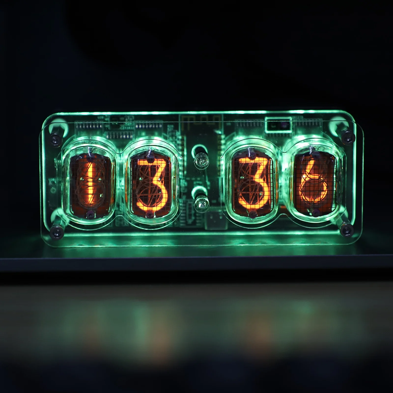 Nixie Tube Clock with IN-12 Tubes, Luminous Clock, Retro Modern Desk Vintage Punk Digital Desktop Creative Ornaments USB Type-C Connection Type