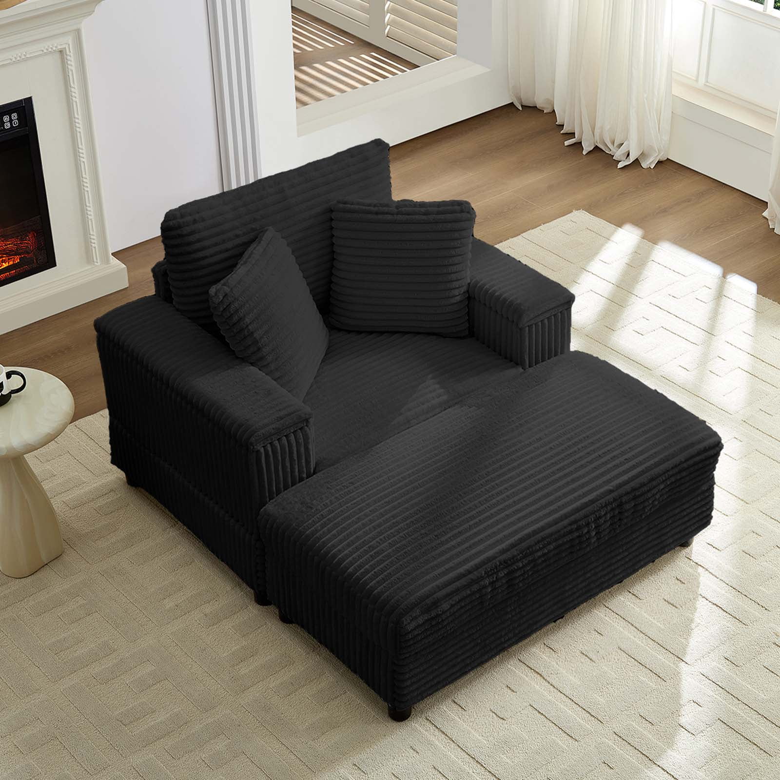 Mjkone Oversized Accent Chair?with Ottoman for Living Room, Single Indoor Lounge Sofa Armchair with Storage Armrests,Green