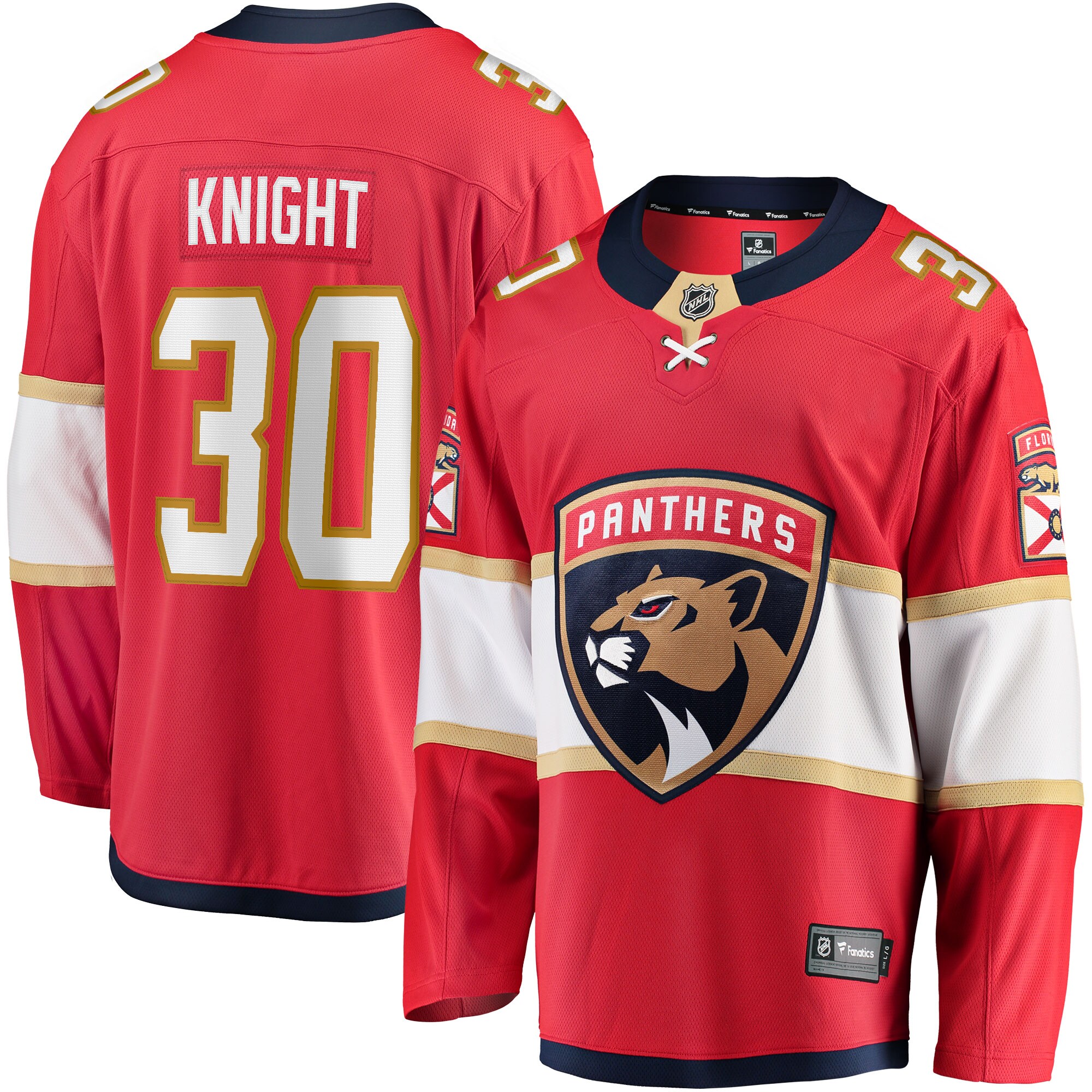 Spencer Knight Florida Panthers Fanatics Home Breakaway Replica Jersey – Red