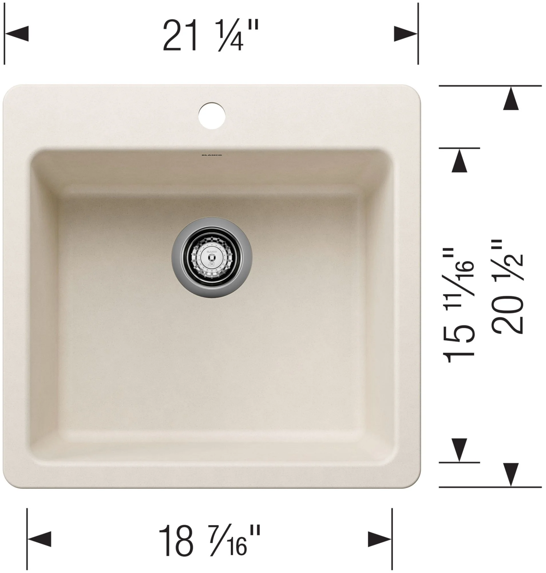 Blanco 443227 21 in. Liven Silgranti Single Bowl Dual Mount Kitchen Sink - Anthracite