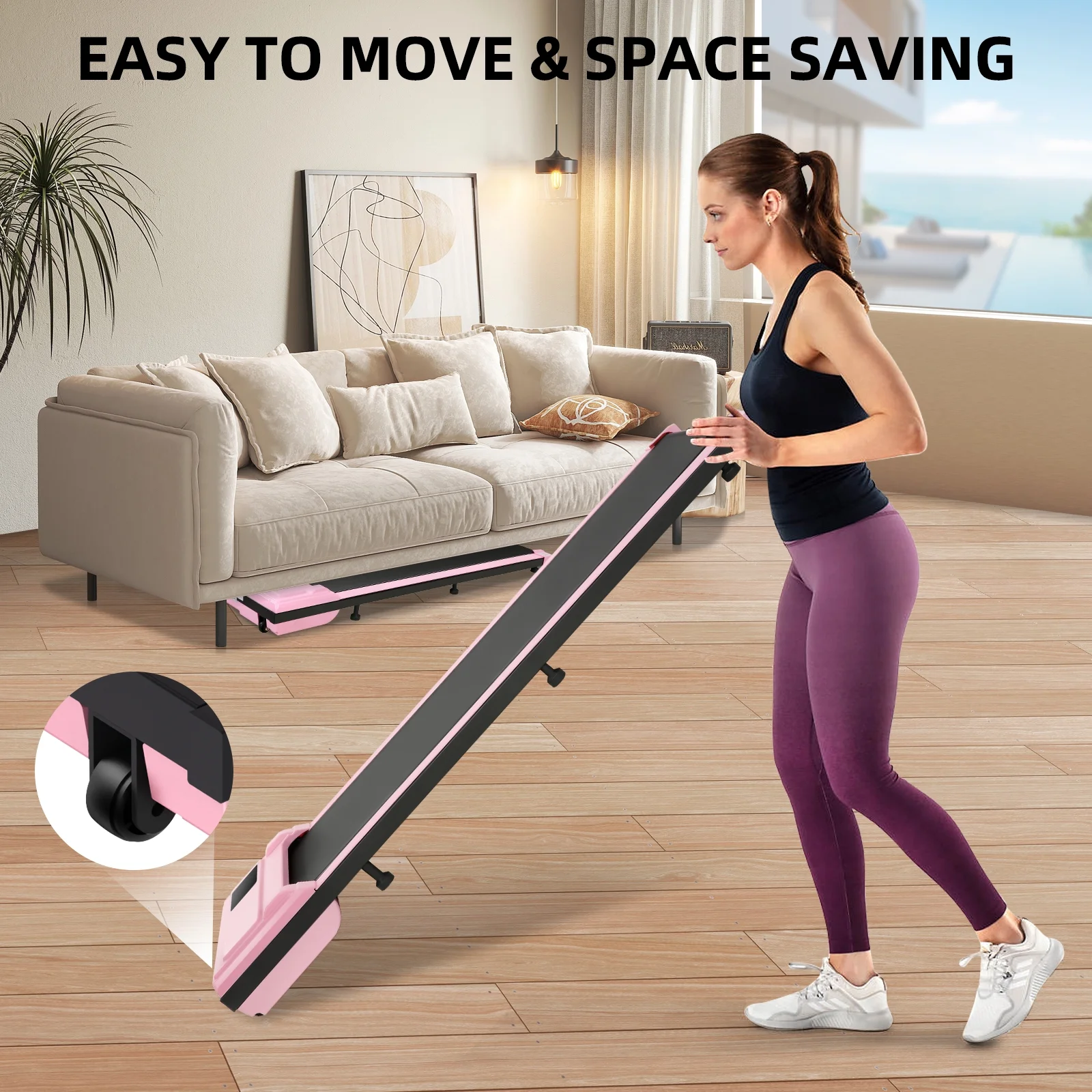 Walking Pad Treadmill, 2.5HP Under Desk Treadmill with Remote Control and LED Display, Portable Walking Treadmill for Home Office, Walking Jogging Machine with 300 lbs Weight Capacity