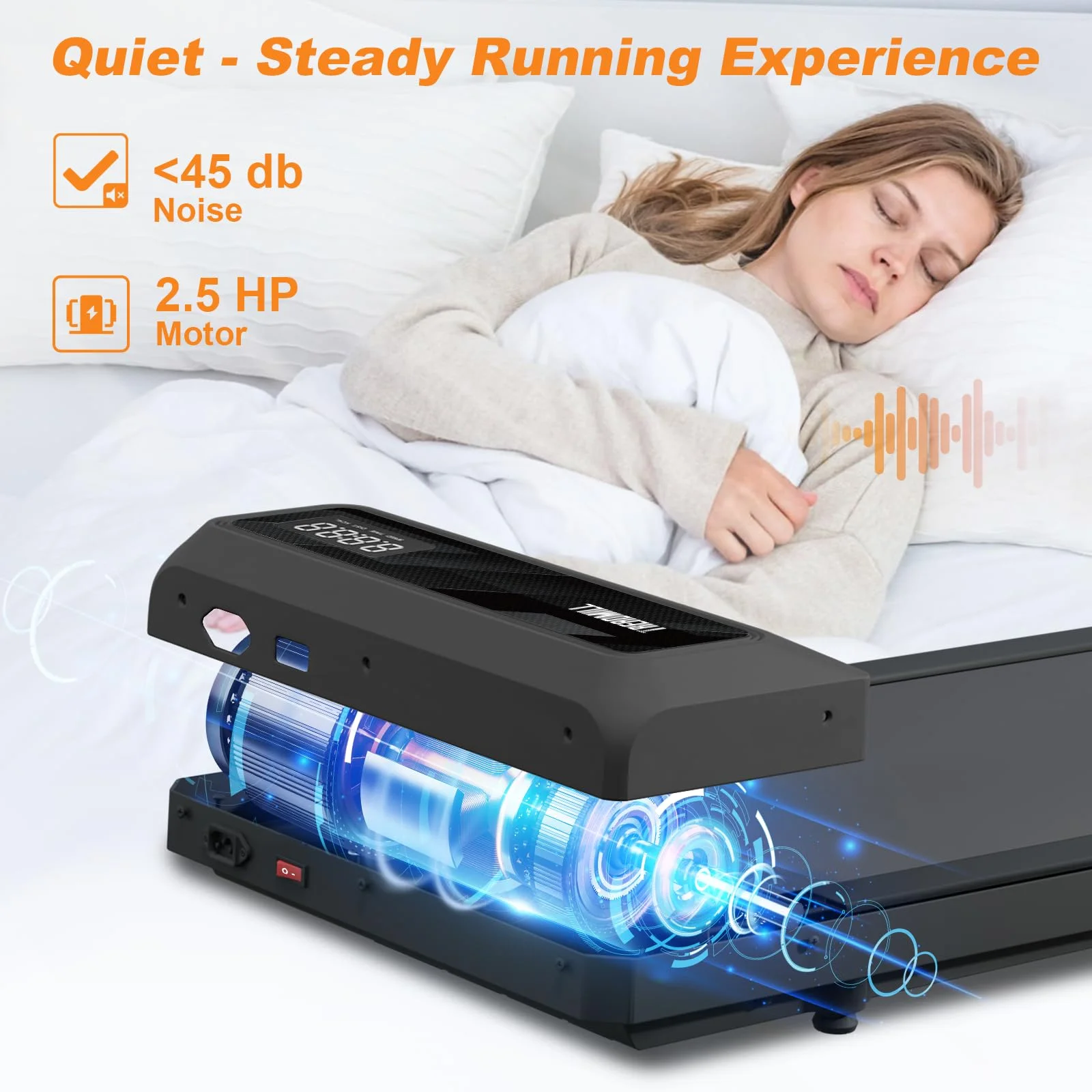 Chiccushion Walking Pad Treadmill Under Desk with Handle for Home, 2.5HP Portable Walking Treadmill with Remote Control, 300 Lbs Capacity, LED Display