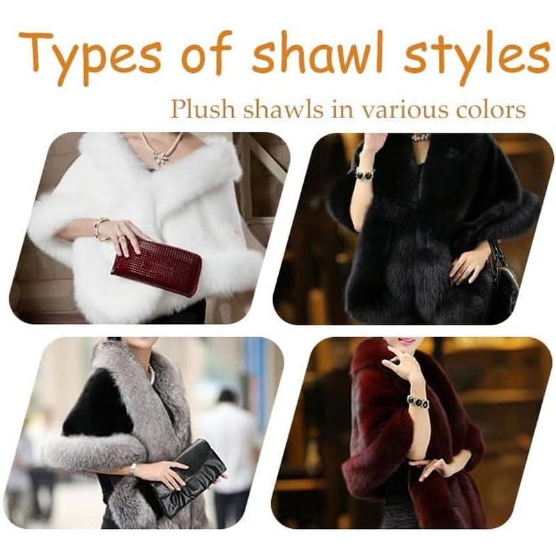 Women's Faux Fur Shawl Luxury Long Shawl Coat