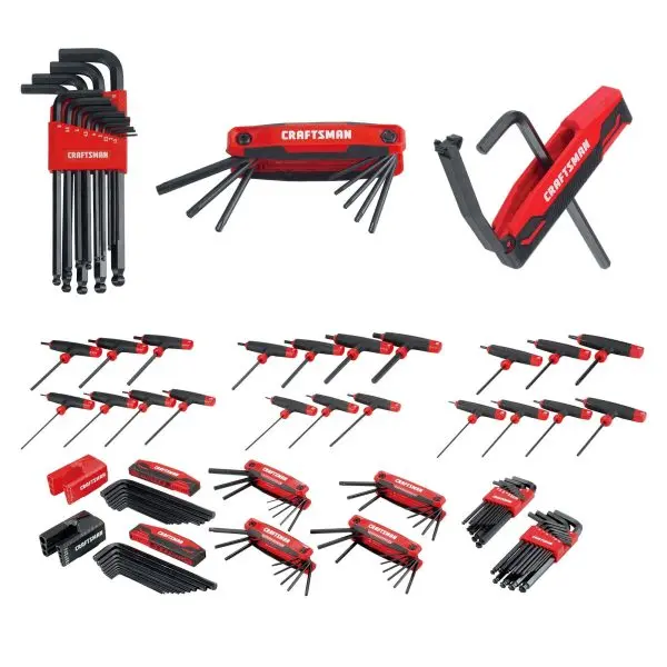 100-Piece Standard and Metric Hex Key Set – SAE & Metric Combination Allen Wrenches