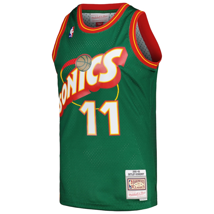 Men's Seattle SuperSonics Detlef Schrempf Mitchell & Ness Green 1995/96 Hardwood Classics Swingman Jersey