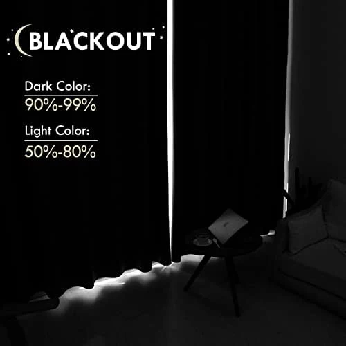 DWCN Blackout Curtains for bedroom �?Thermal Insulated room darkening Drapes for Living Room, Greyish White, W 42 x L 84 Inch, Set of 2 Rod Pocket Curtain Panels