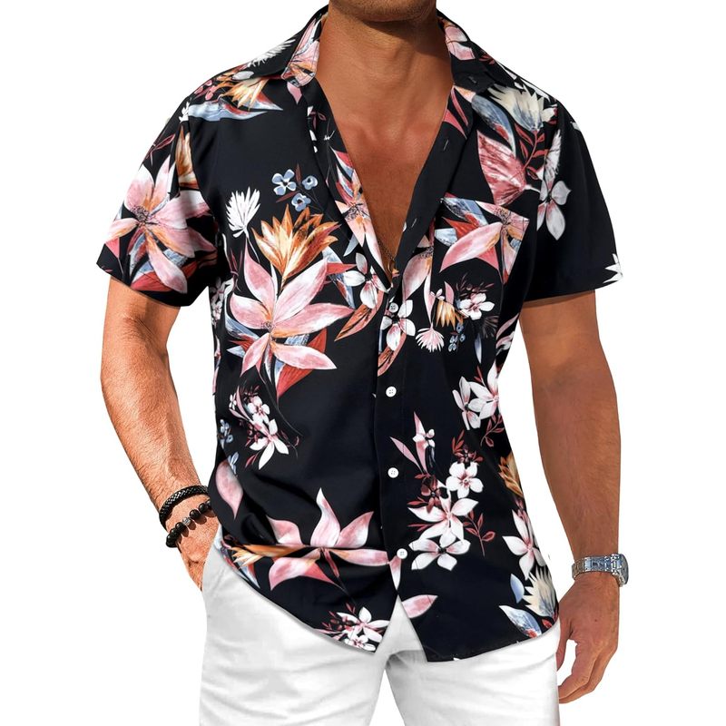 Men's Hawaiian Floral Shirts Short Sleeve Button