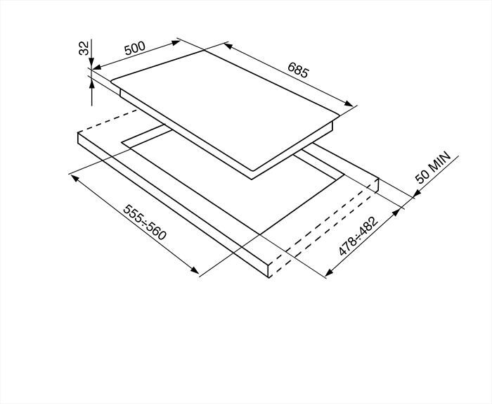 SMEG - Piano cottura a gas SRV576GH5 5 fuochi 68,5cm-Inox