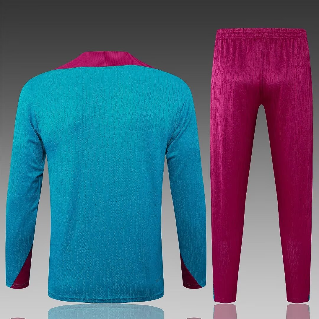 2024/2025 Psg Paris Saint-Germain Half-Pull Training Suit Lake blue Football Shirt 1:1 Thai Quality