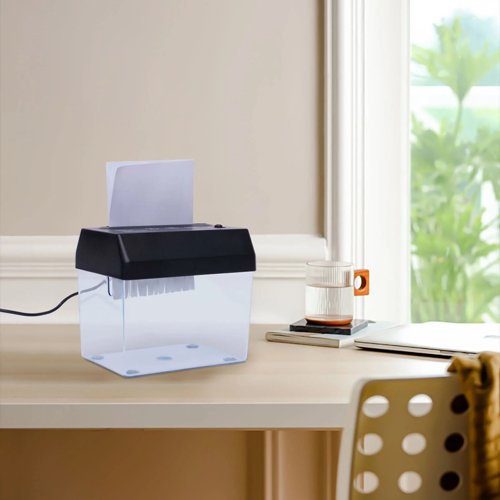 DENEST Portable Electric Paper Shredder Desktop Small Tool USB Strip Cutting Machine