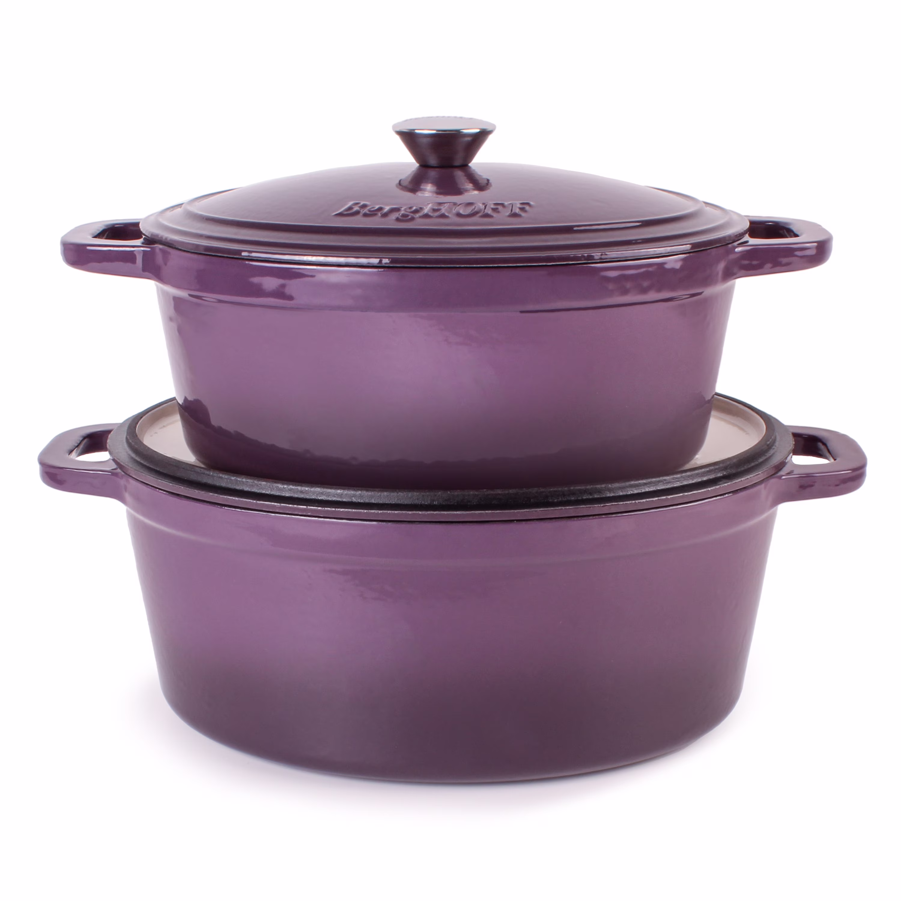 BergHOFF Neo 4Pc Cast Iron Set: 5qt. & 7qt. Covered Dutch Ovens, Green