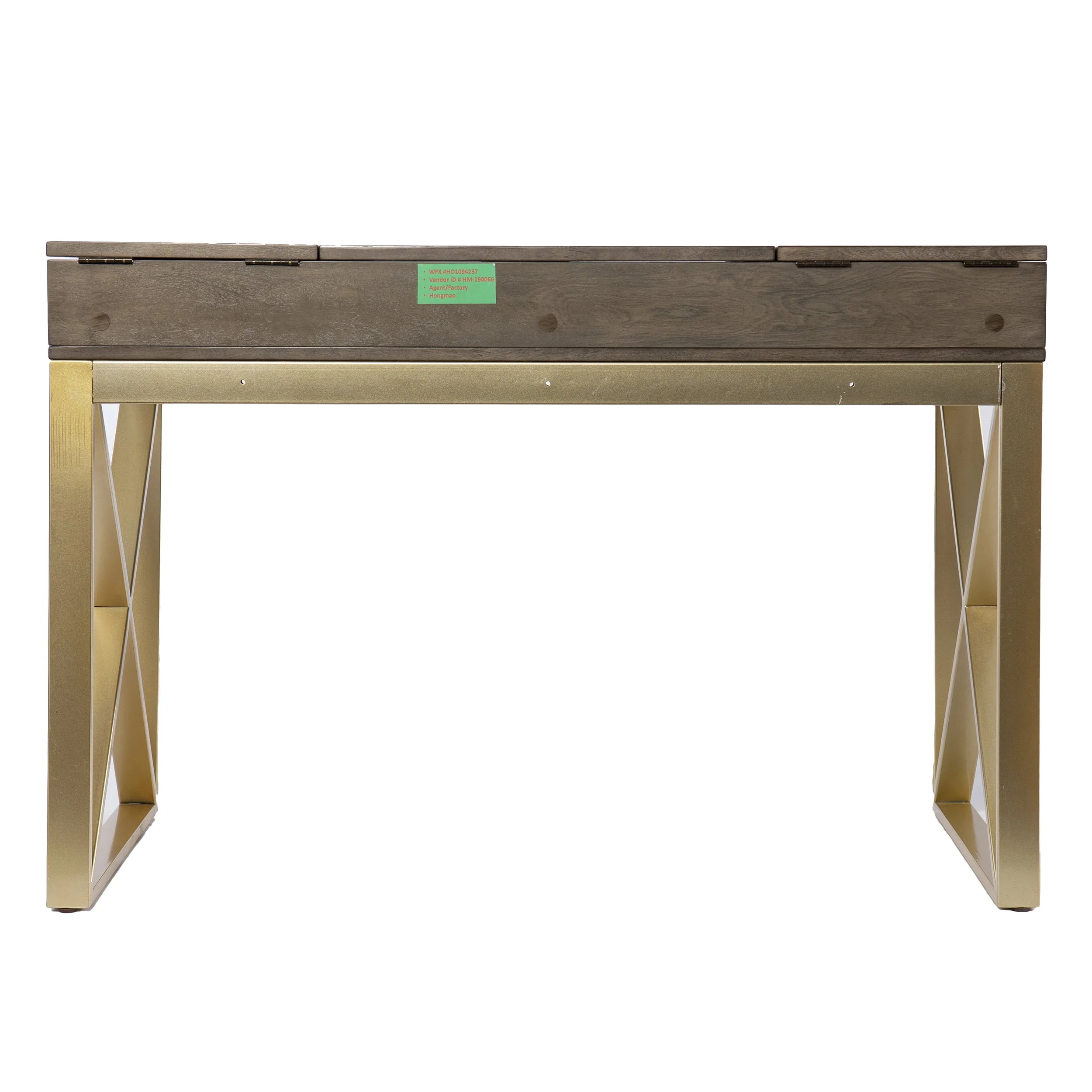 SEI Baridil Transitional Two-Tone Desk w/ Storage with Gray and Gold Finish