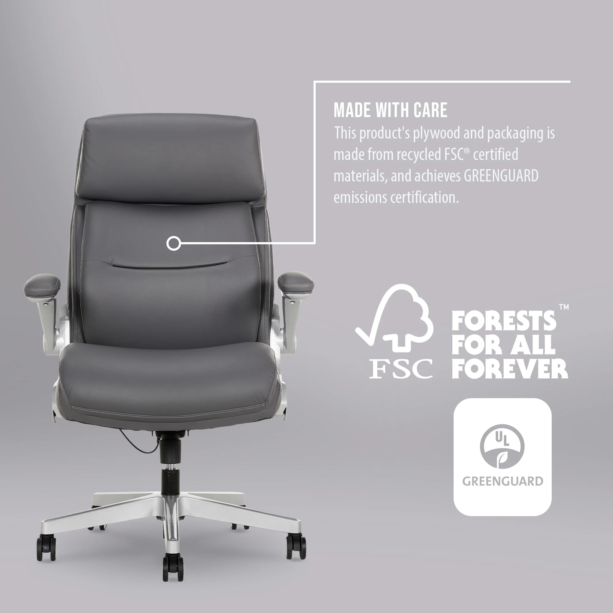 Shaquille O'Neal Cenzo Ergonomic Big and Tall Office Chair ,Flip-Up Arms PureSoft Upholstery High-Back Desk Chair with 400 lb Capacity, Black