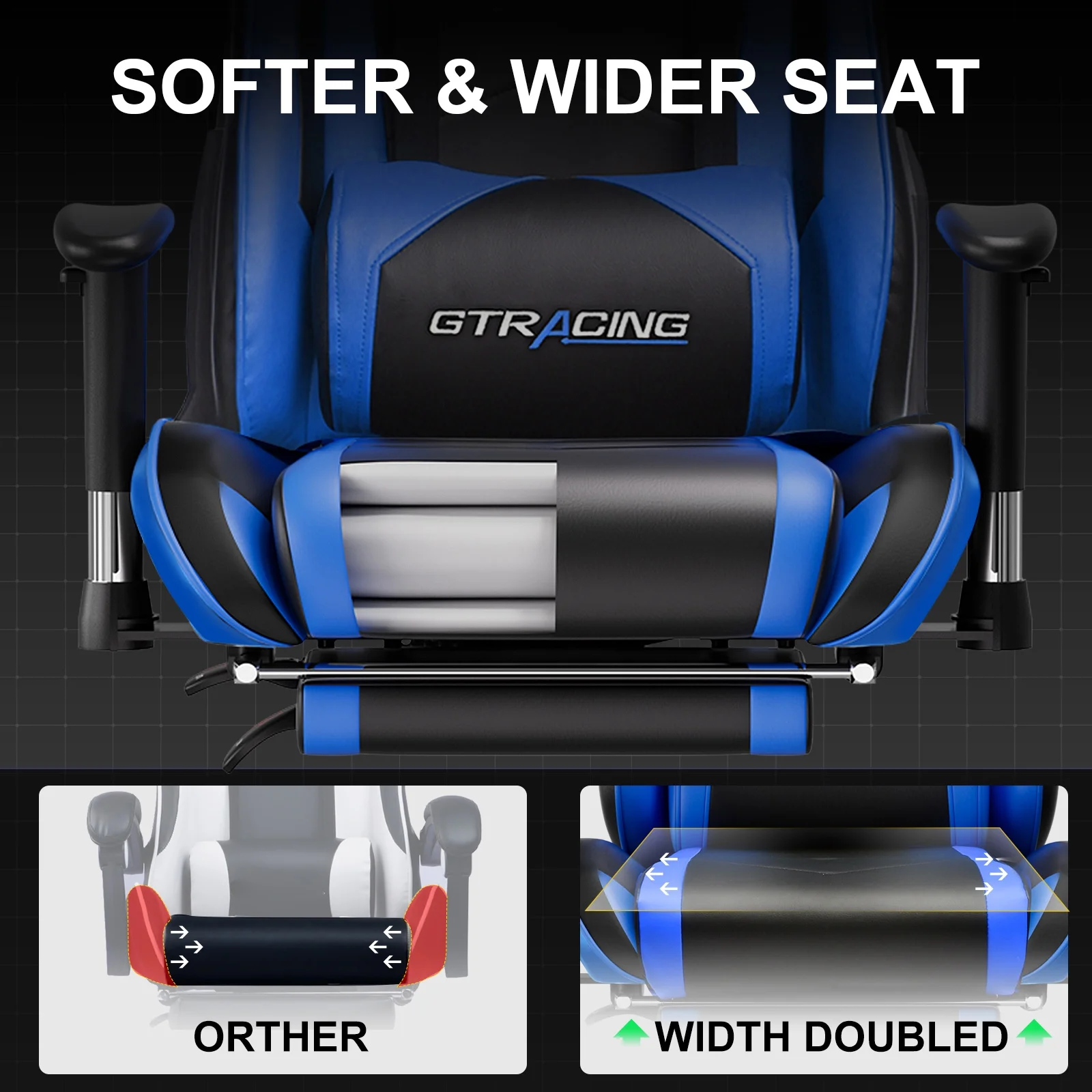 GTRACING Gaming Chair, Ergonomic Office Desk Chair with Lumbar Support, PU Leather, Footrest & Adjustable Headrest, Red