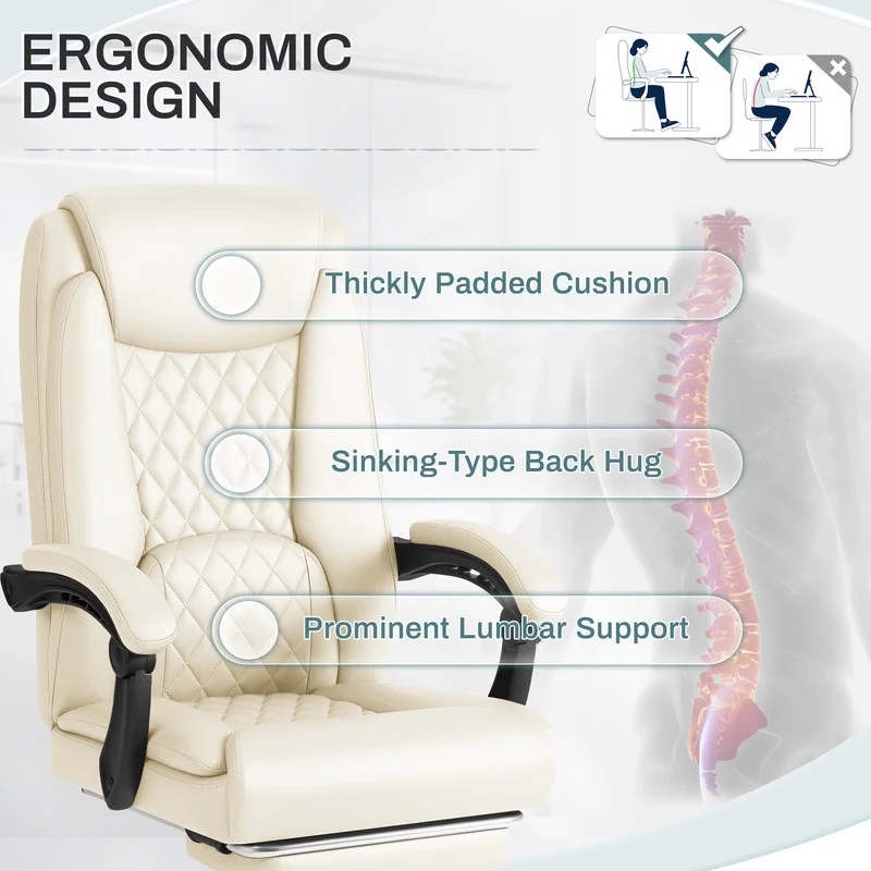Homall Home Office Chair Adjustable Executive Leather Chair With Arms Ergonomic High Back Cushion Lumbar Back Support Computer Desk Chair,Black