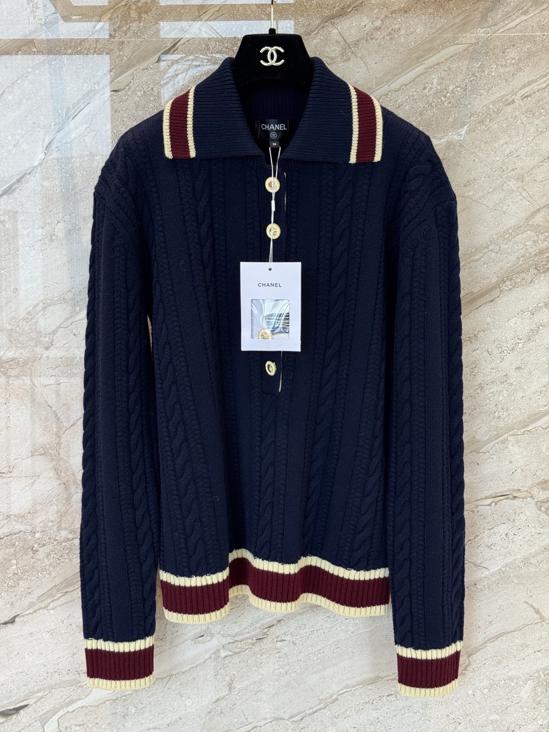 26SS NEW Cashmere lapel knitted long-sleeved sweater