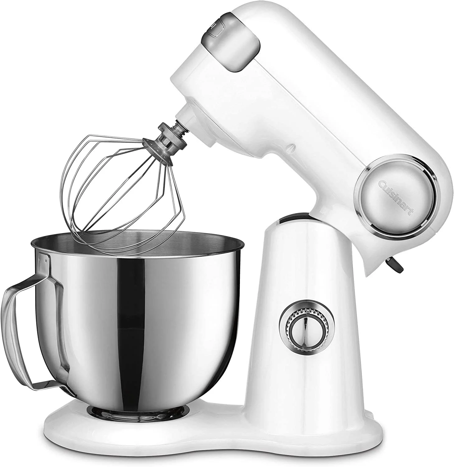 Restored Cuisinart Tilt Head Stand Mixer 12 Speed 5.5 Quart Stainless Steel Bowl Chef��s Whisk Mixing Paddle Dough Hook �C SM-50FR White (Refurbished)