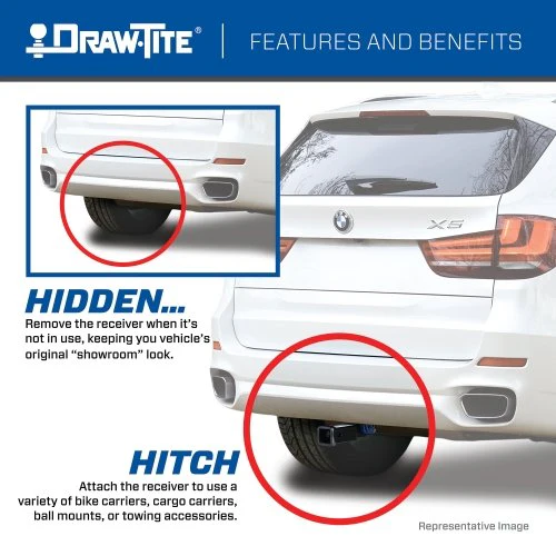 Draw Tite® • 76922 • Hidden Hitch® • Trailer Hitch Class III • Class III 2 (350 Lbs lbs GTW/3500 Lbs lbs TW) • Volvo XC40 19-23