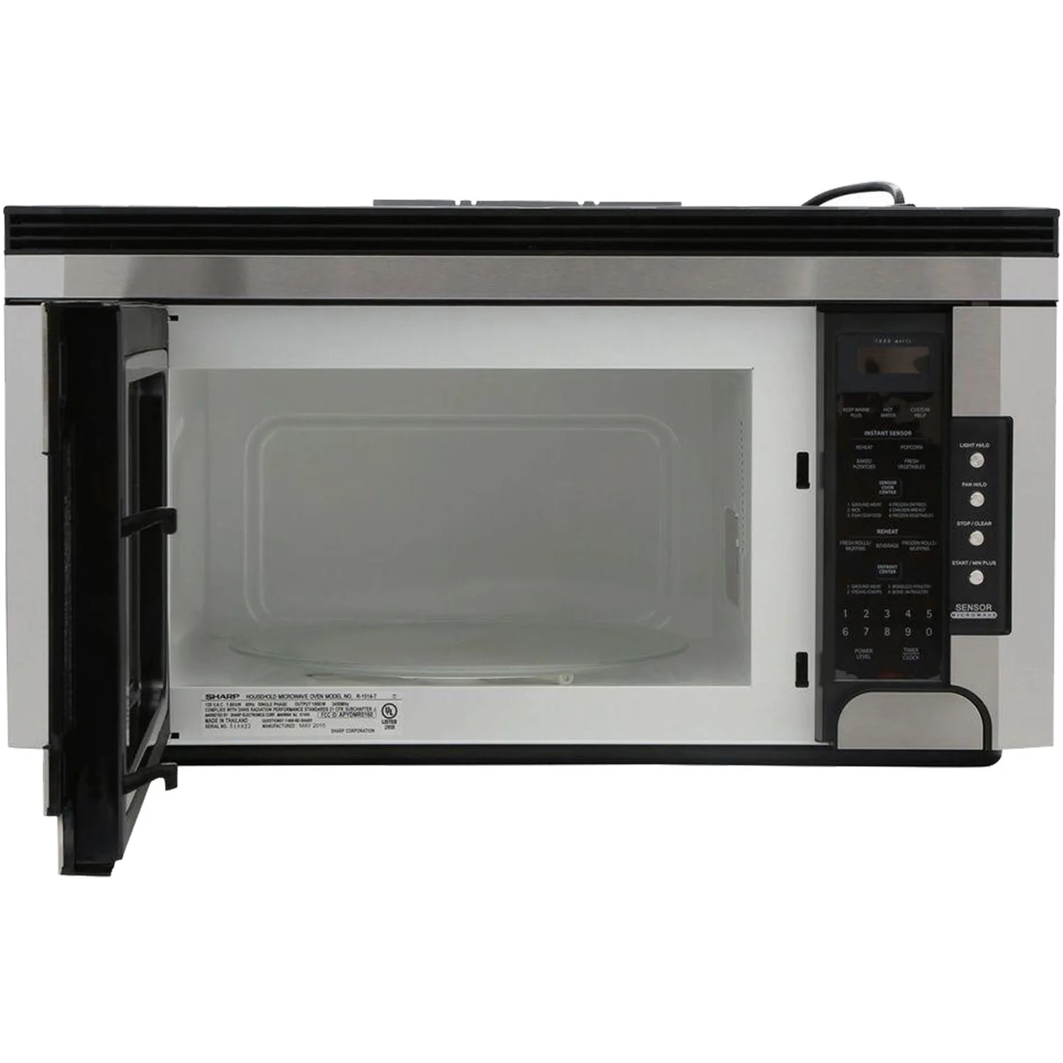 Sharp 1.5 Cu. Ft. 1000W Over-the-Range Microwave Oven with Concealed Control Panel in Stainless Steel