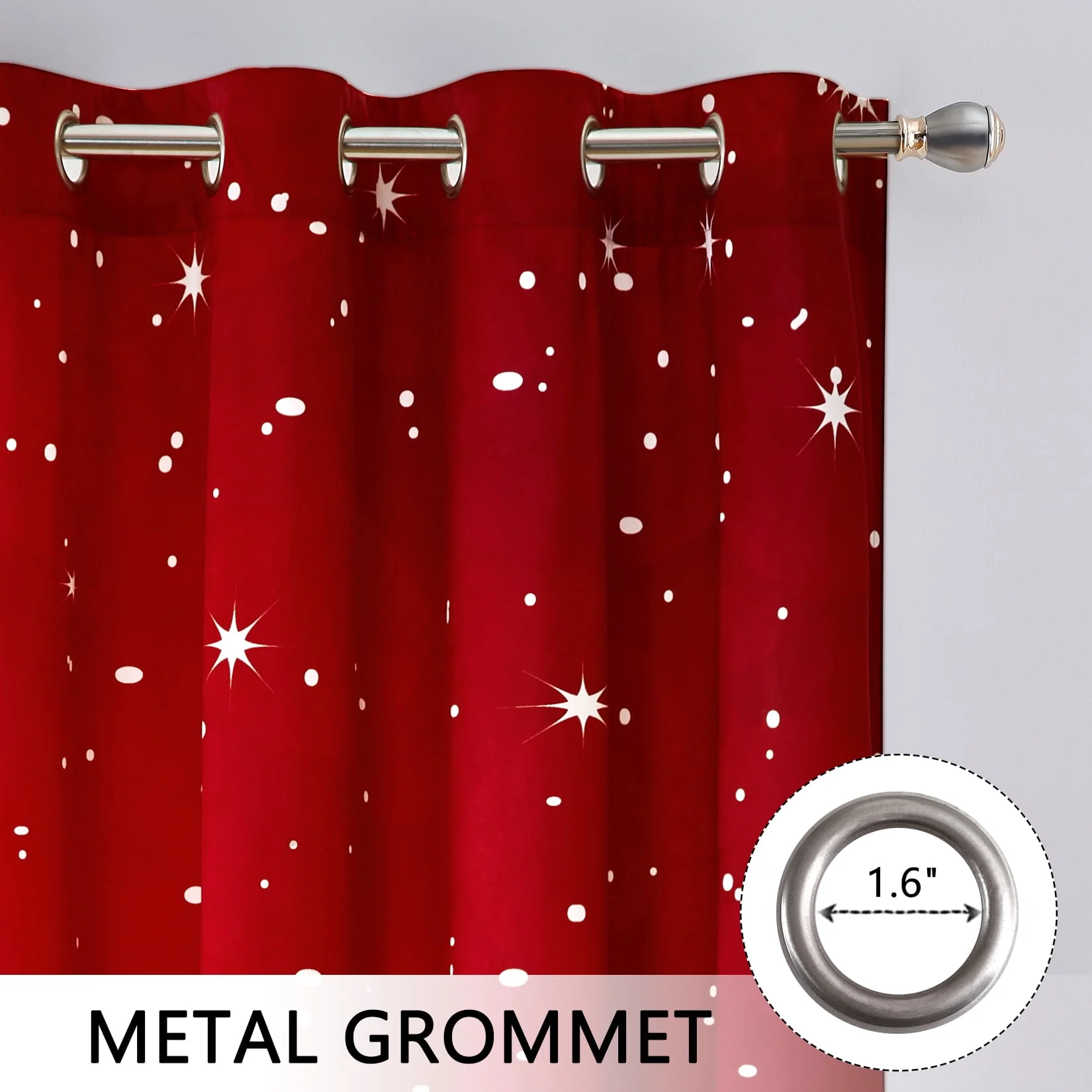CAROMIO Christmas Curtains for Living Room, Red Velvet Window Curtains 2 Panels Set Room Darkening Curtains, 52 x 63 inches